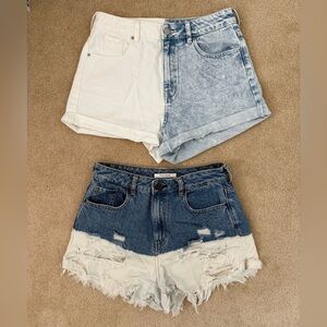 LOT 2- PacSun "Mom Short" Shorts - Women's Size 28 - 2-Tone Blue White Pockets💛